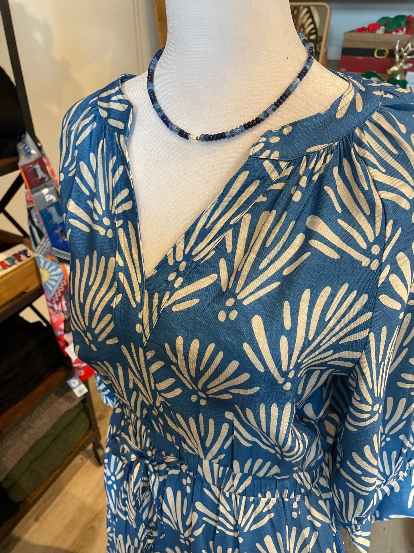 Blue Palm Maxi Dress