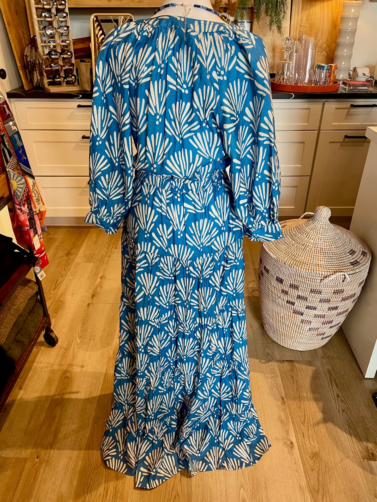 Blue Palm Maxi Dress