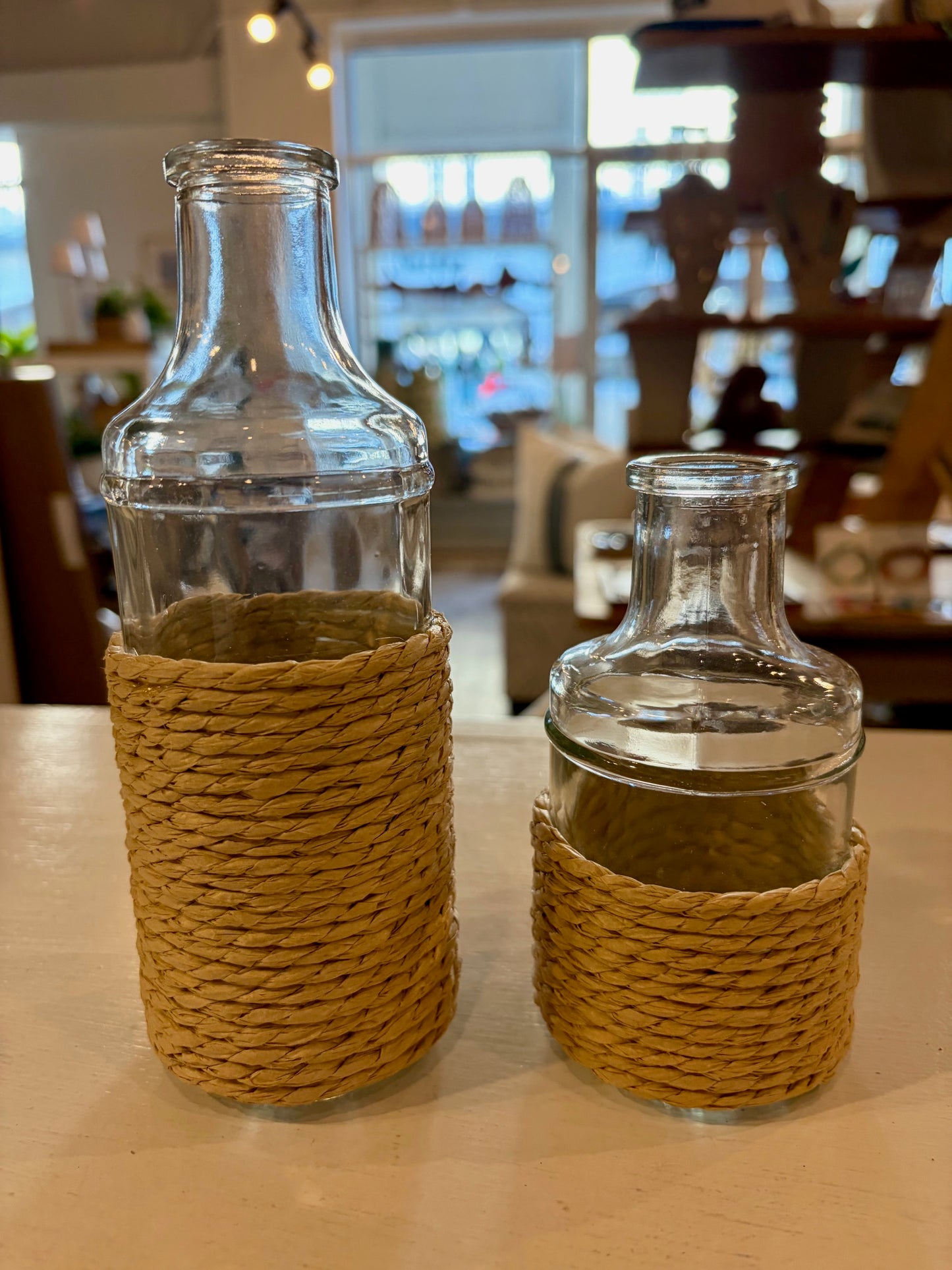 Rattan Wrapped Glass Bottle