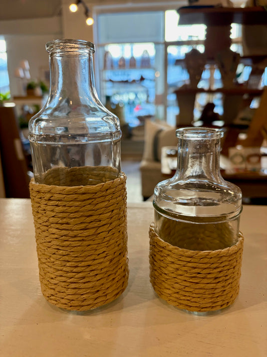 Rattan Wrapped Glass Bottle