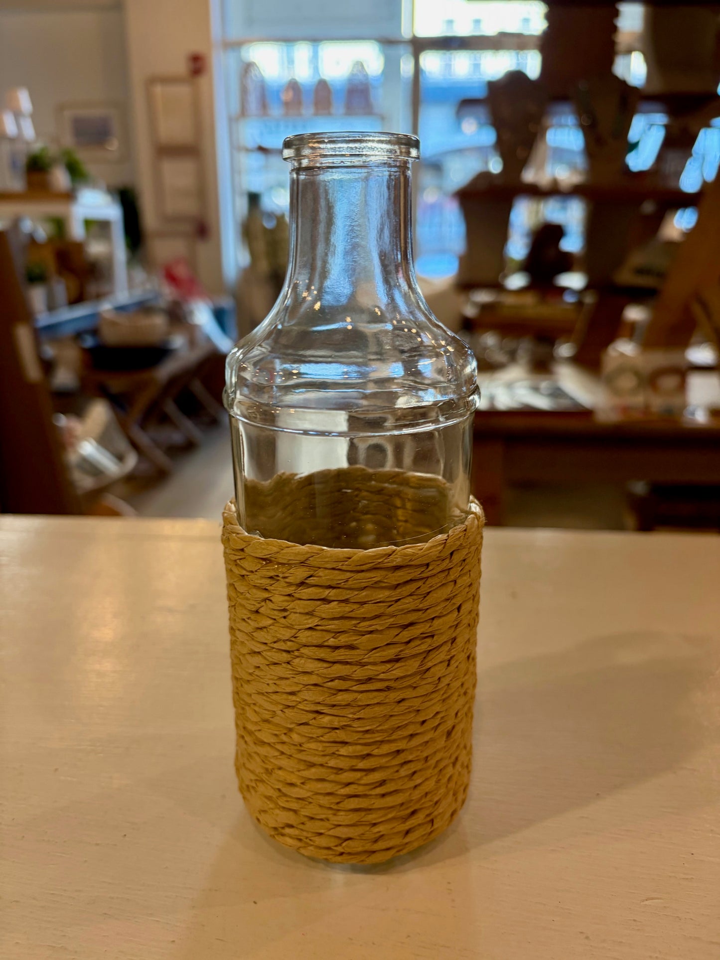 Rattan Wrapped Glass Bottle