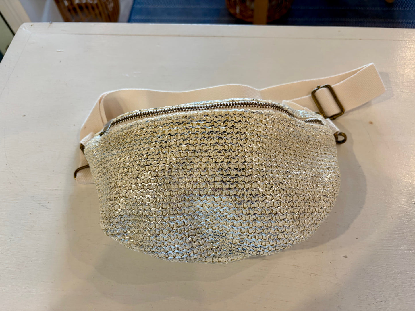 Silver Straw Fanny Pack