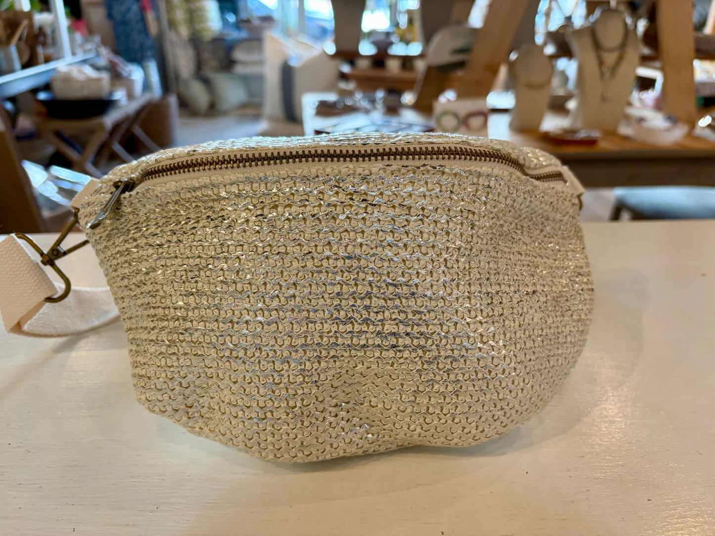 Silver Straw Fanny Pack