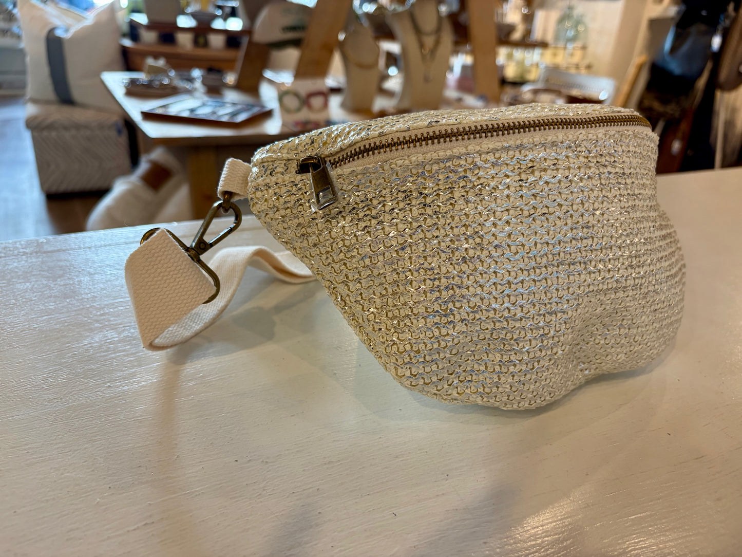 Silver Straw Fanny Pack