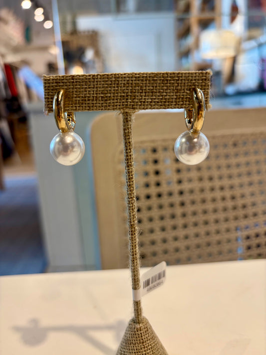 Large Pearl Gold Hoop Earrings