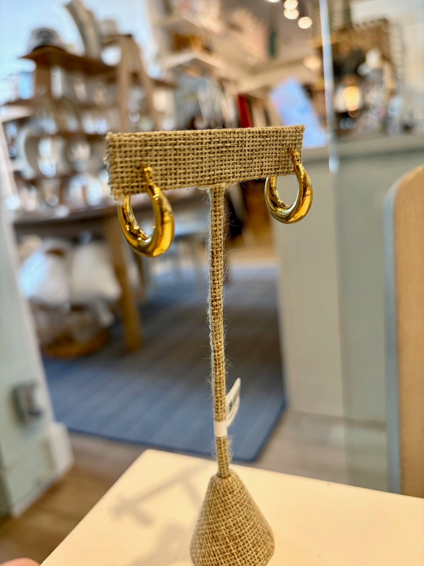 Small Dome Hoop Gold Earrings