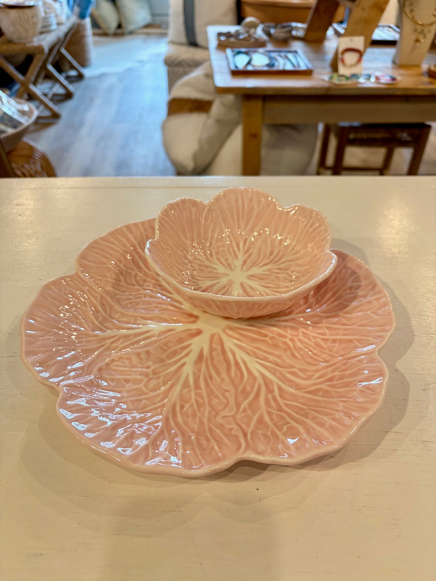 Cabbage Leaf Crudite Plate & Bowl Set