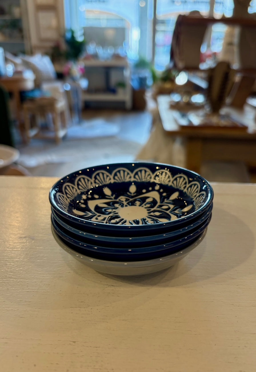 SET OF 4 Blue & White Dipping Bowls