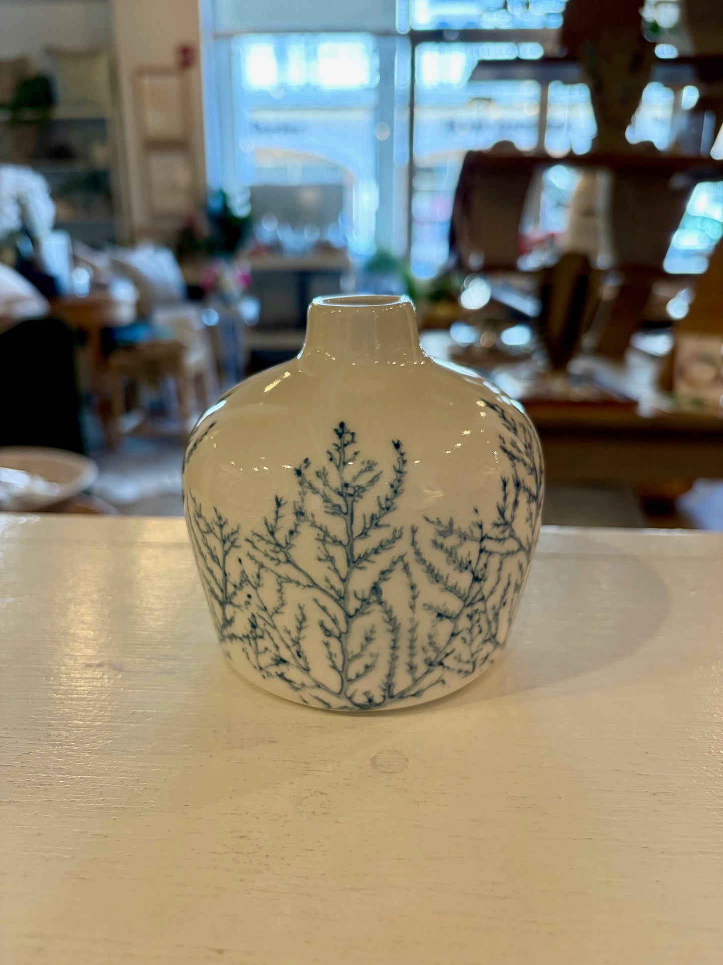 Blue Fern Bud Vase