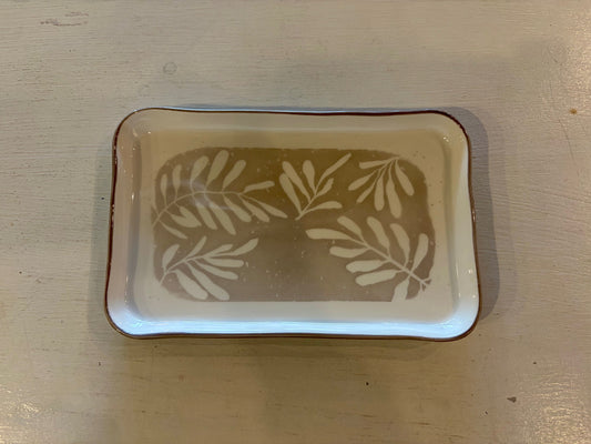 Gray & White Leaves Tray