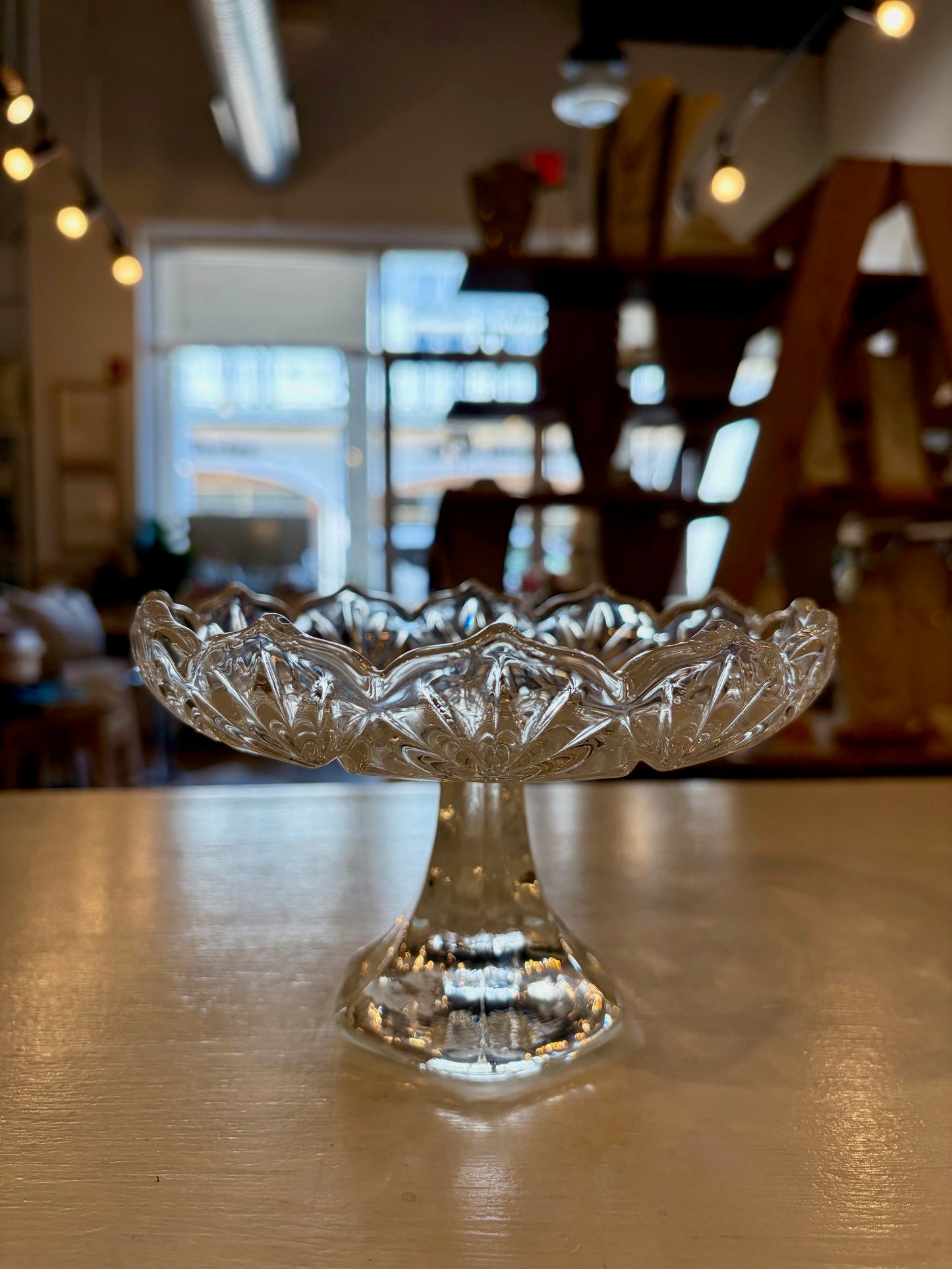 Vintage Cut Glass Pedestal Dish