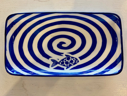 Blue Fish Rectangular Dish