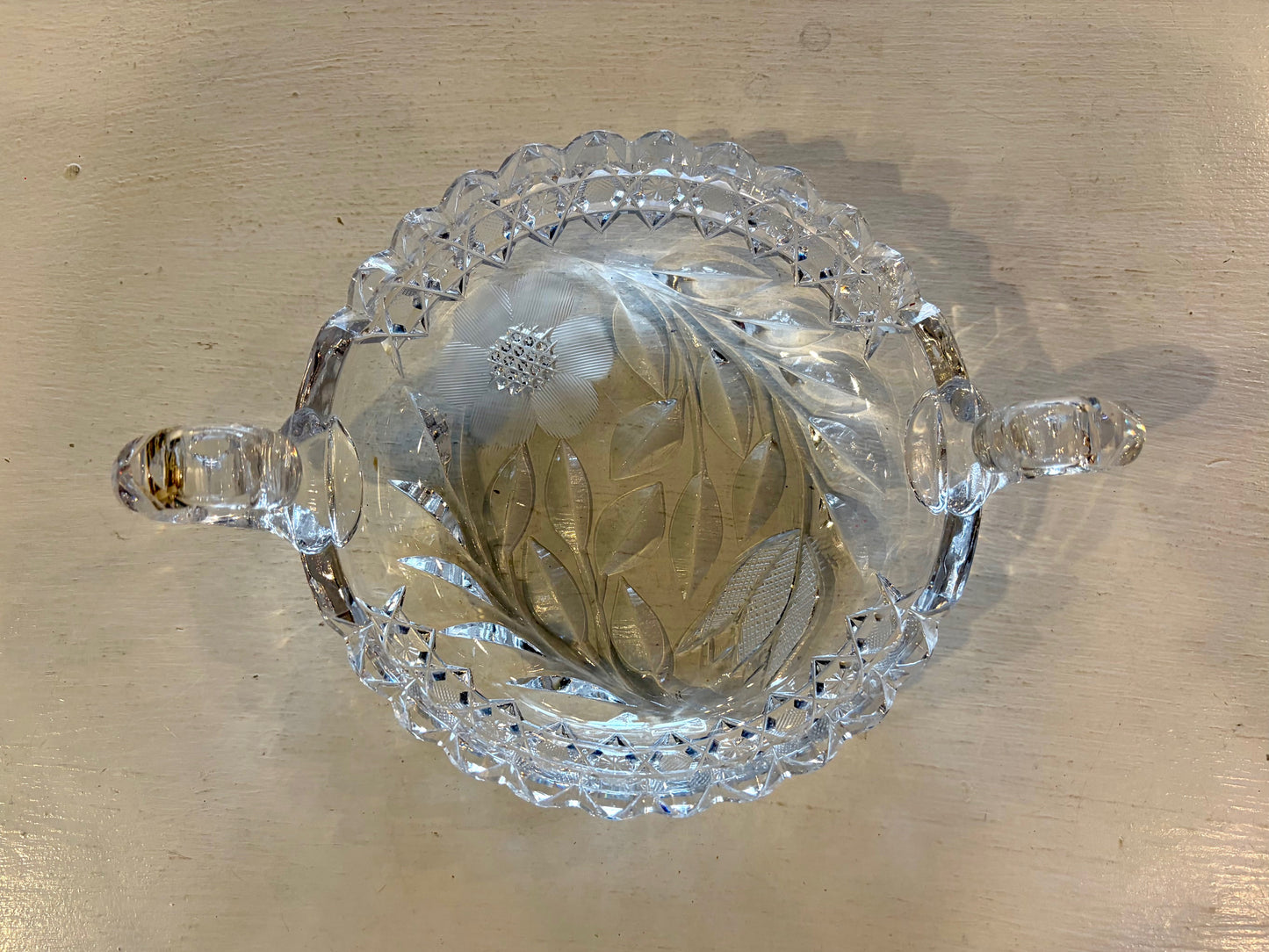 Vintage Floral Crystal Tidbit Dish