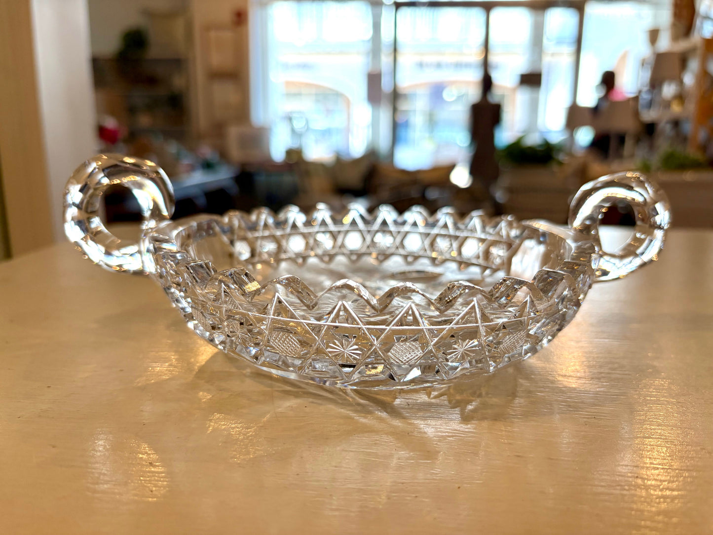 Vintage Floral Crystal Tidbit Dish