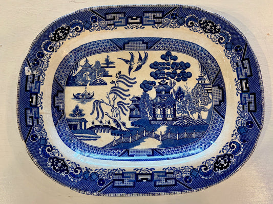 Antique Blue Willow Serving Platter