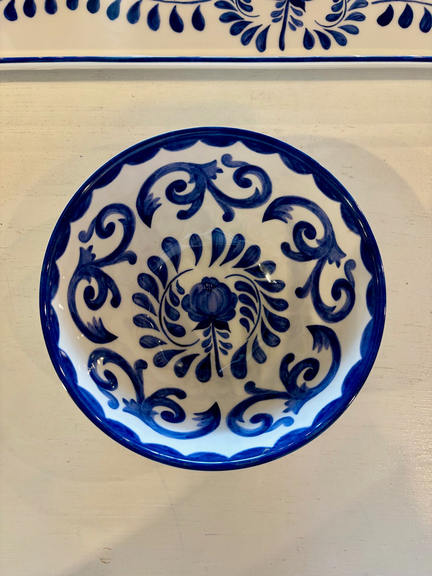 SET Blue Rose Melamine Bowl & Tray