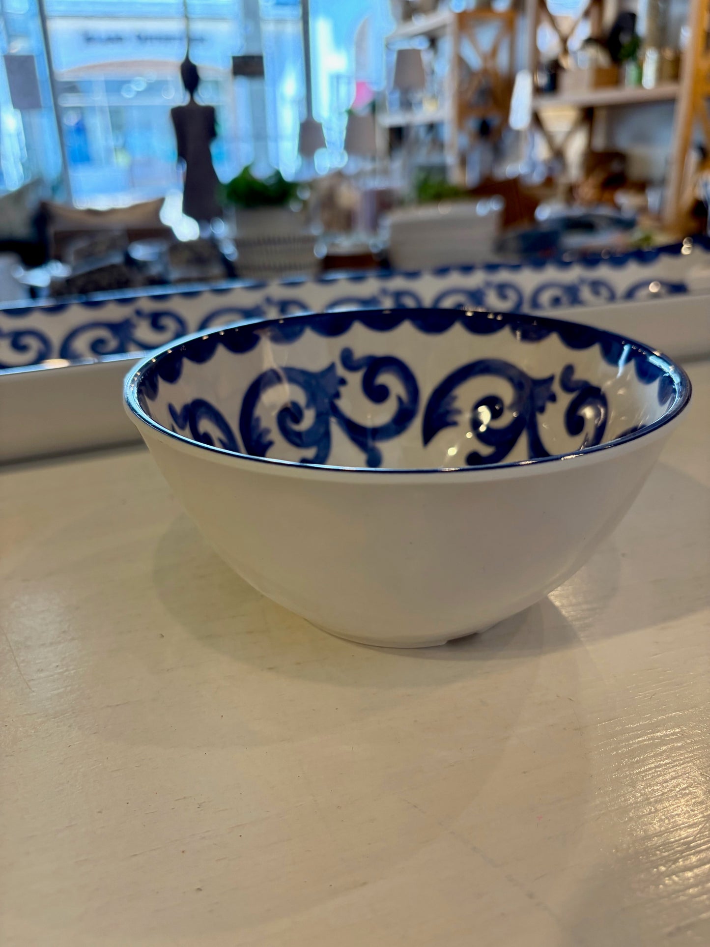 SET Blue Rose Melamine Bowl & Tray