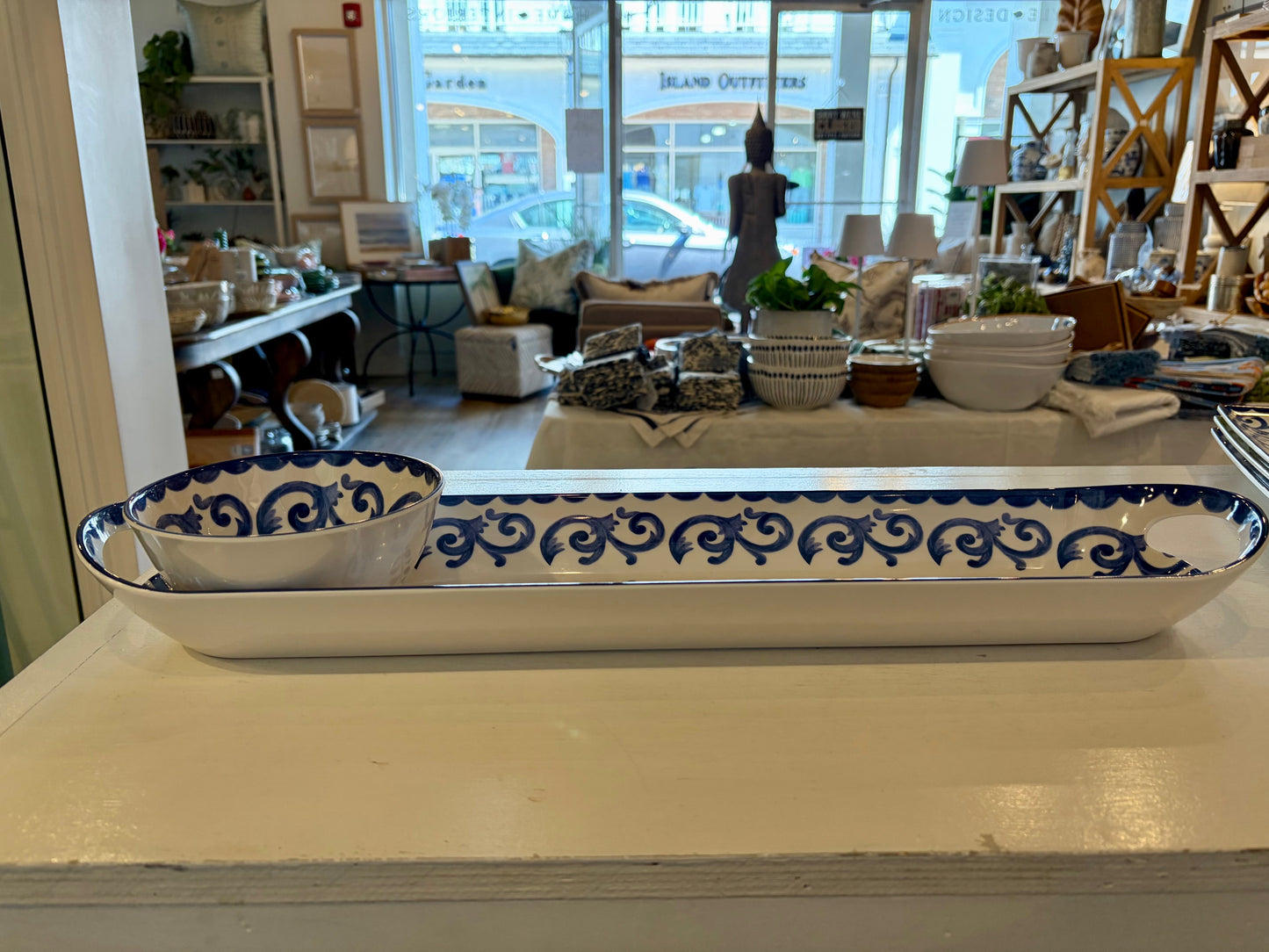 SET Blue Rose Melamine Bowl & Tray