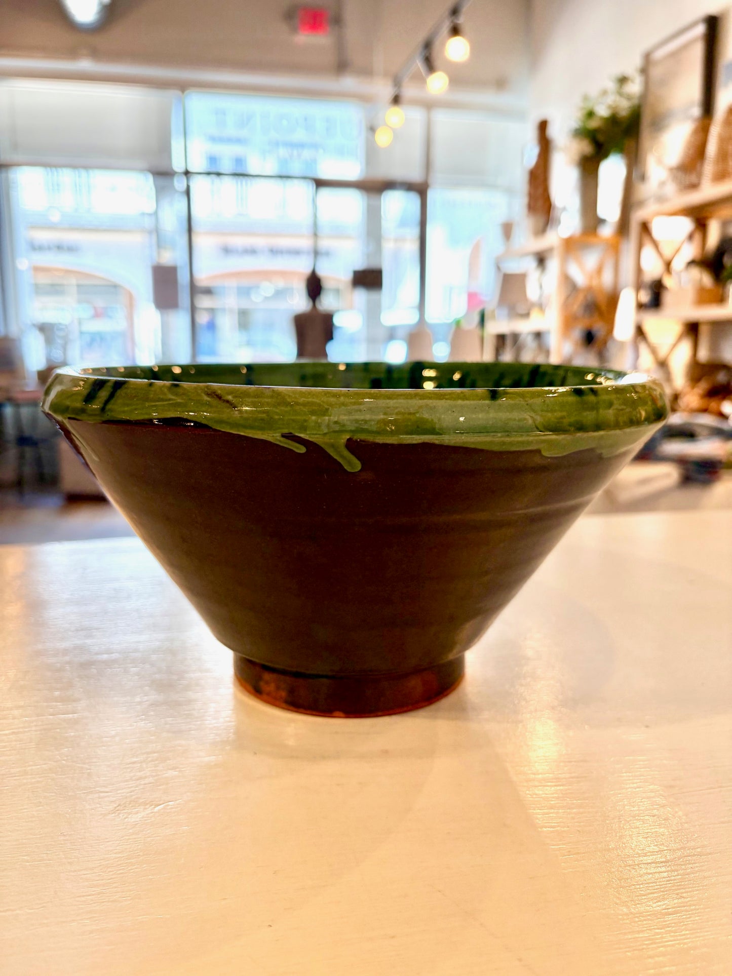 Green & Brown Glaze Bowl (LARGE)