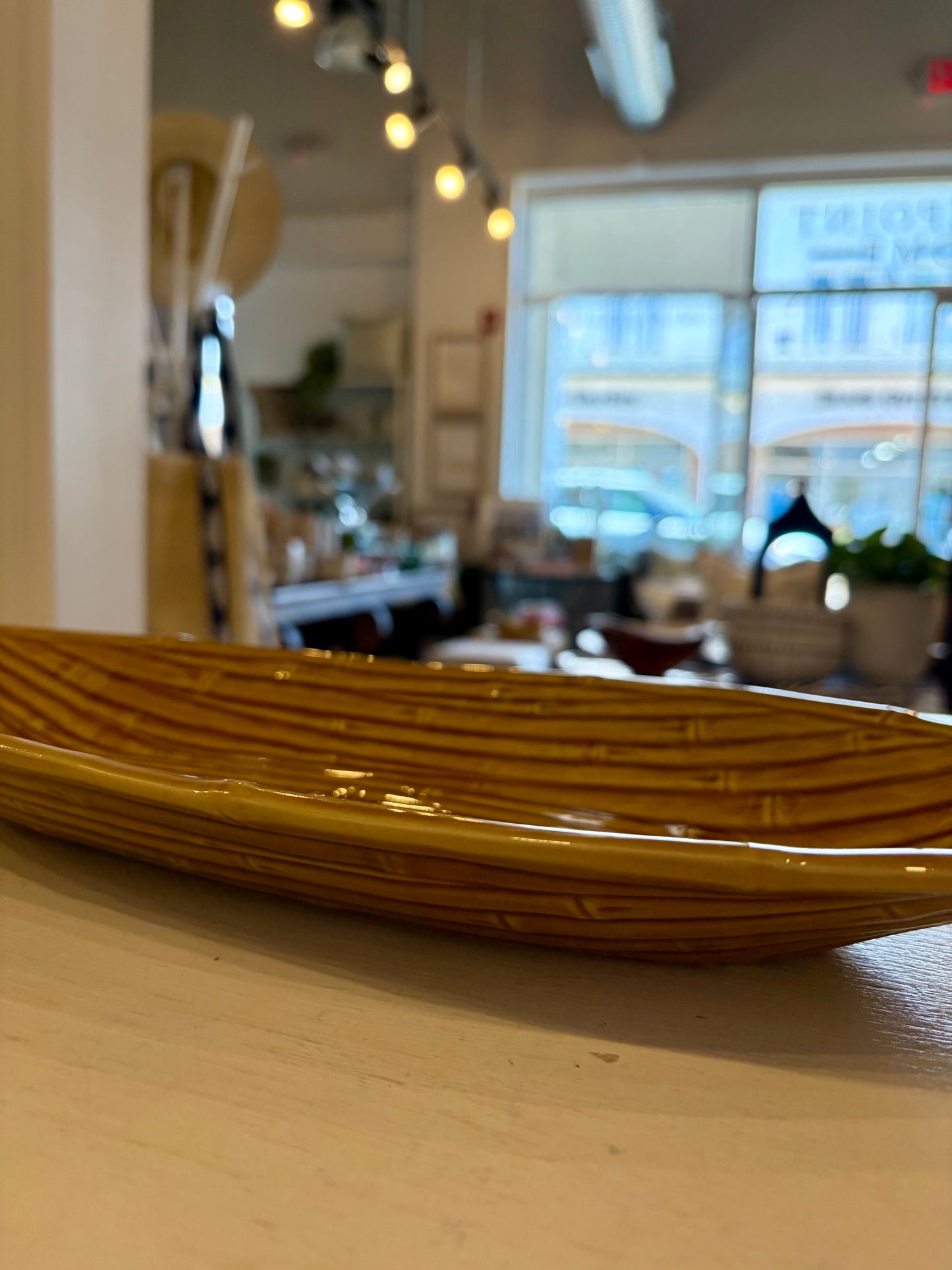 Bamboo Ceramic Serving Dish