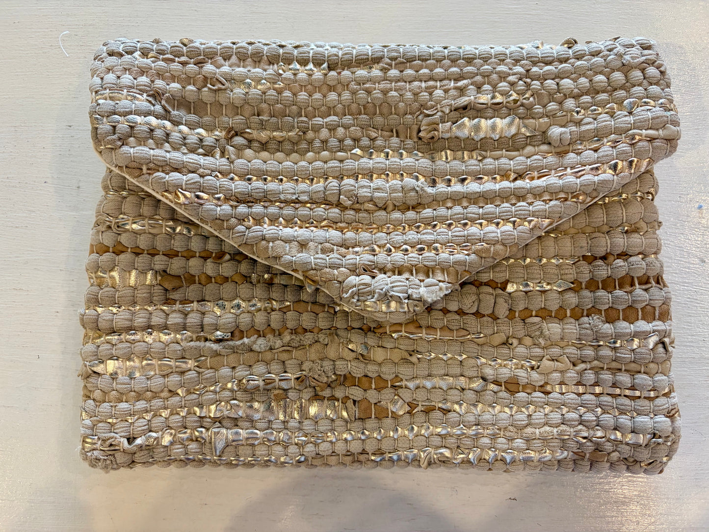 Woven Gold Envelope Clutch Purse
