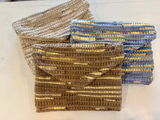 Woven Gold Envelope Clutch Purse