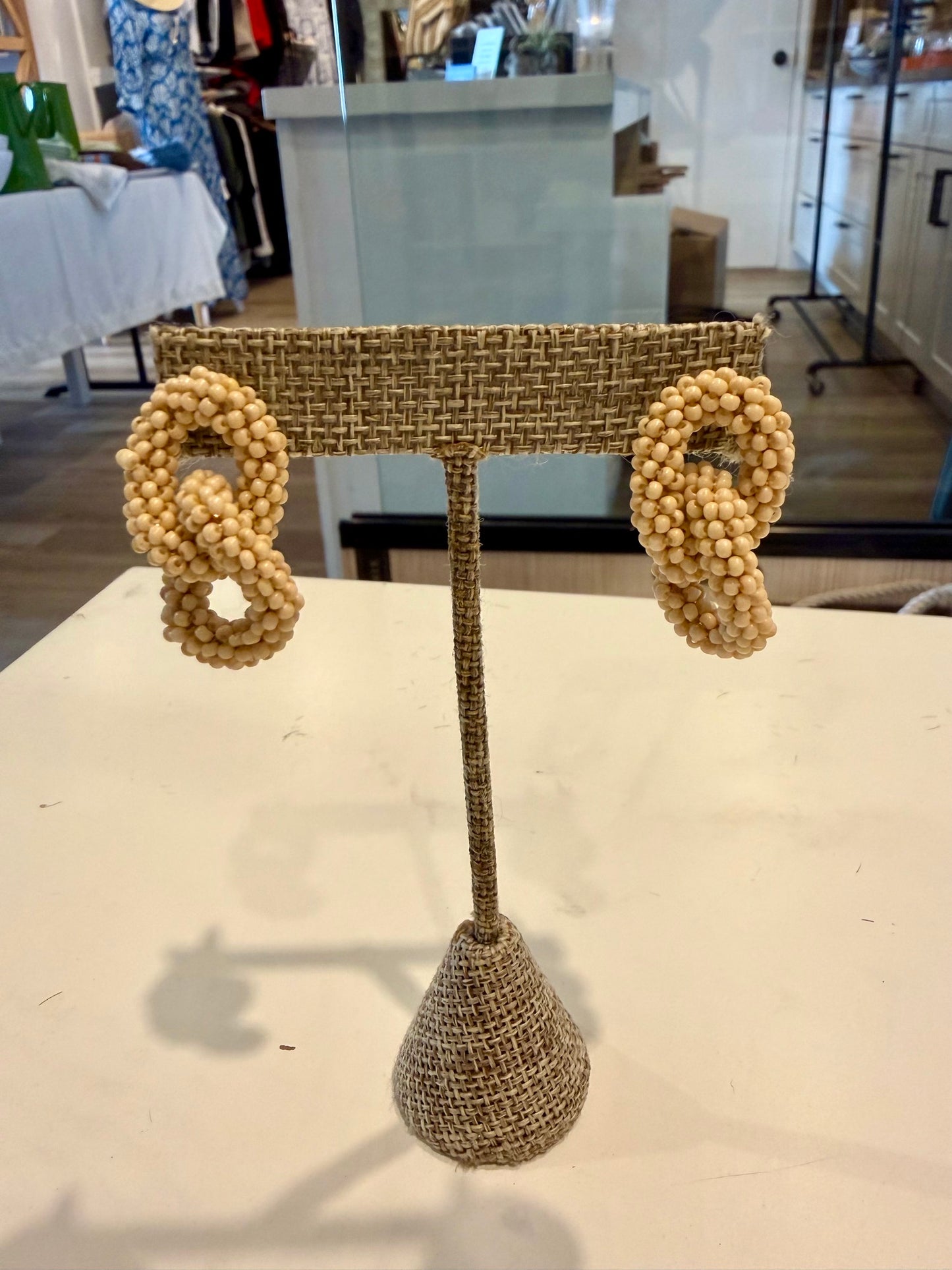Pink Beaded Chain Earrings
