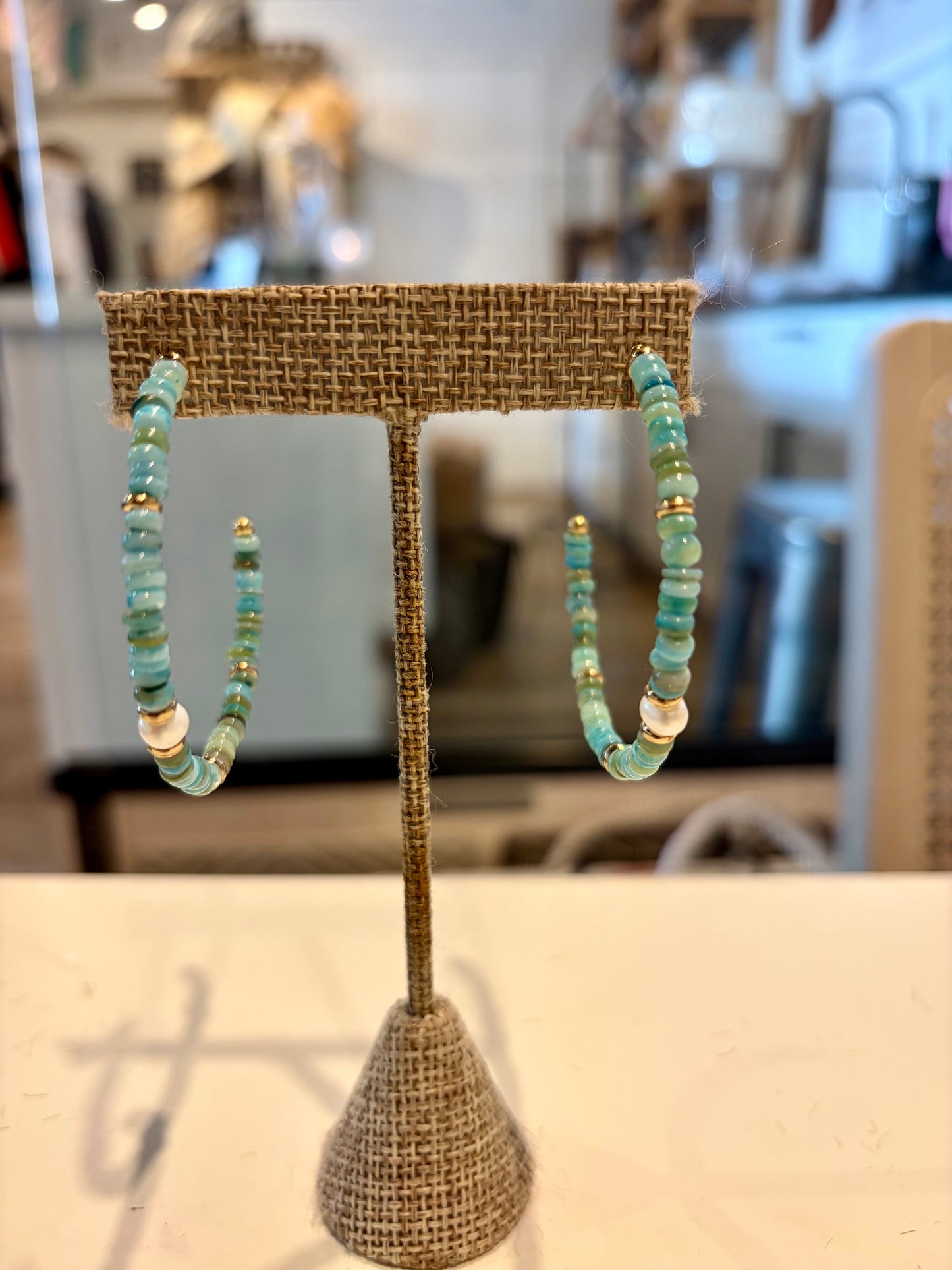 Gold & Beads Hoop Earrings