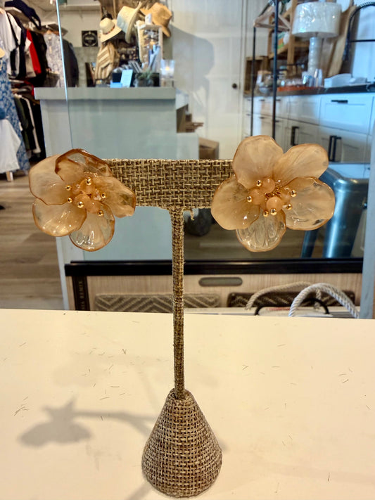 Pink Flower Statement Earrings