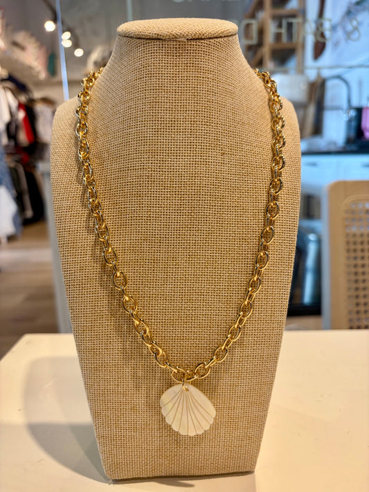 White Shell Gold Chain Necklace