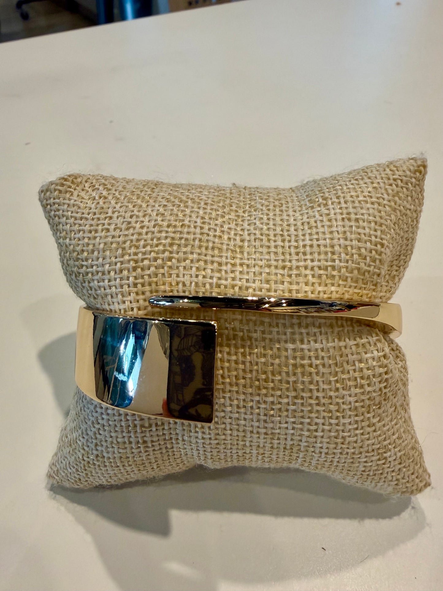 Abstract Gold Bangle Bracelet