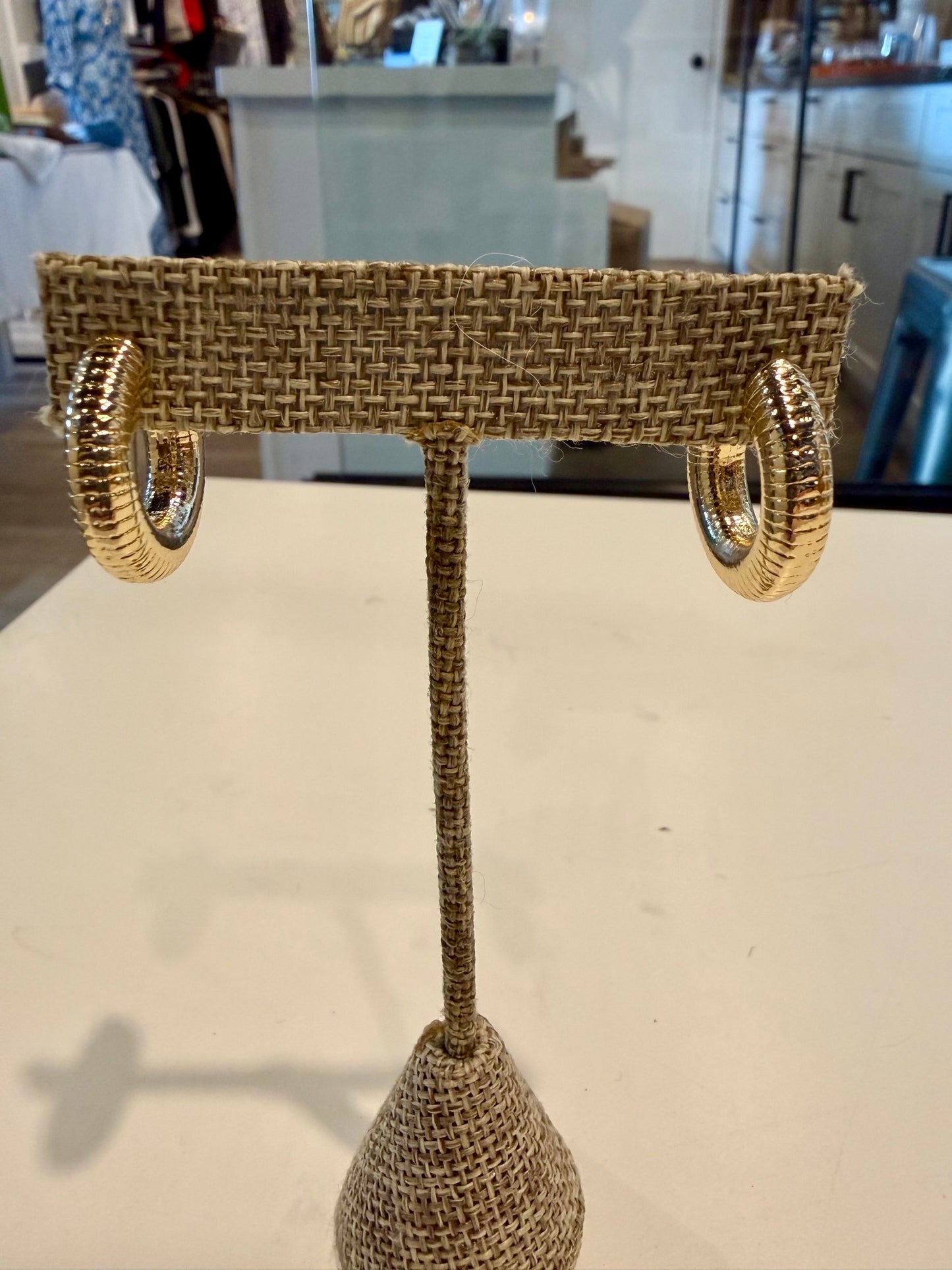Textured Gold Hoop Earrings