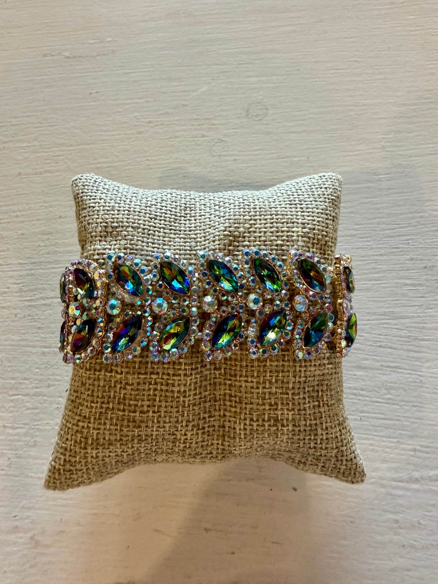 Multicolored Crystal Leaf Bracelet