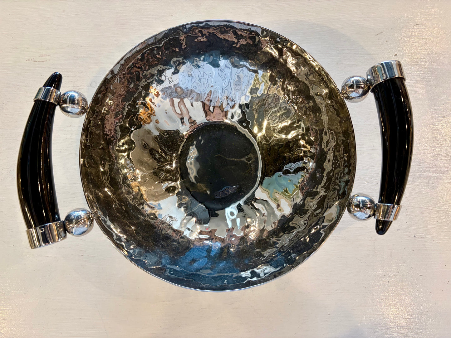 Reflective Silver Handled Bowl