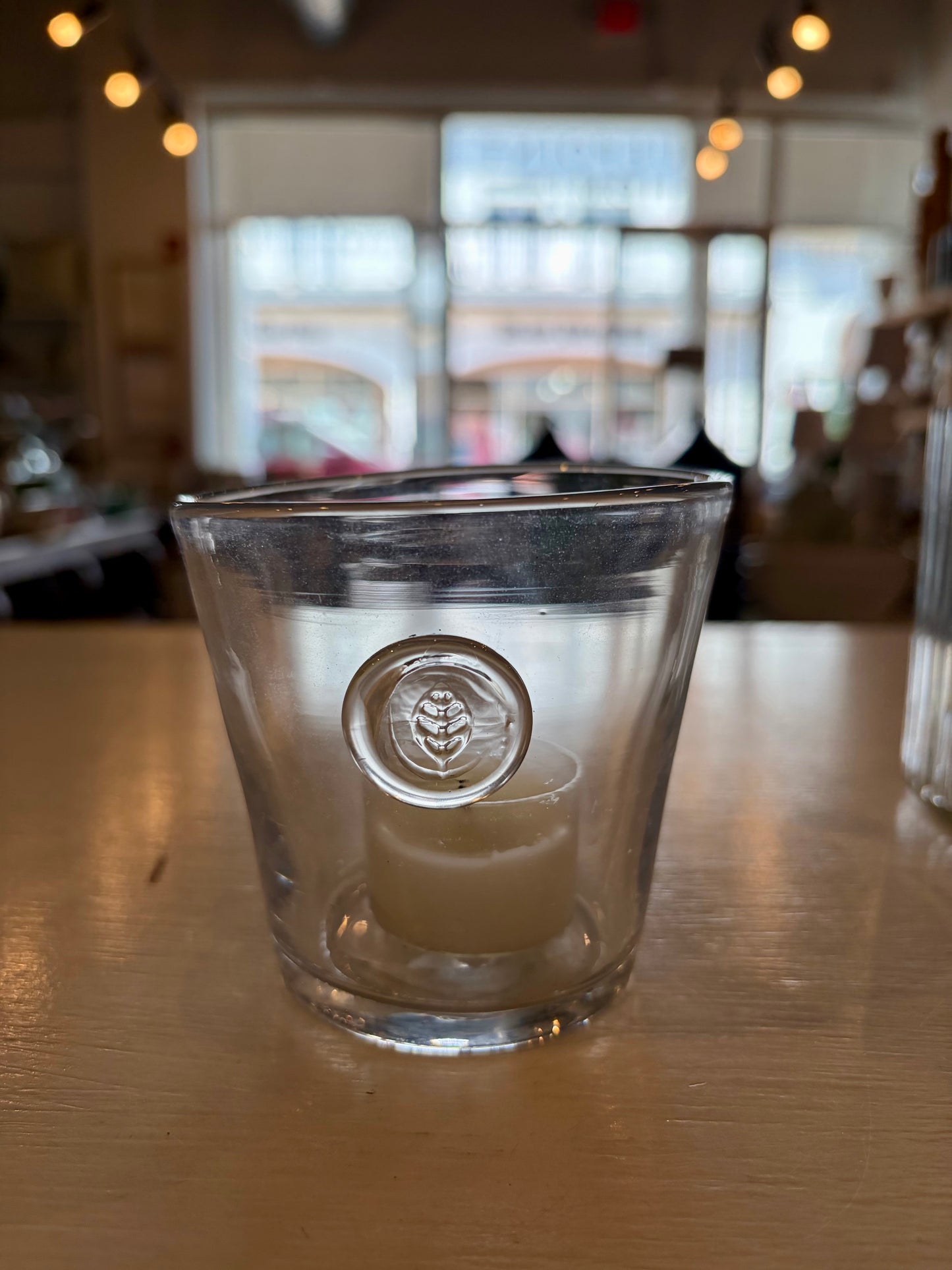 Leaf Stamp Glass Votive Holder