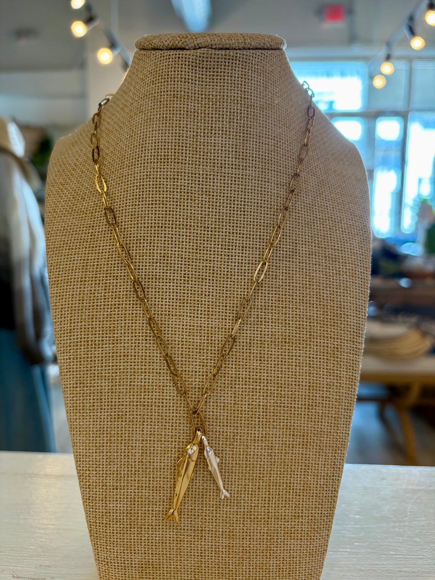 Gold & Silver Fish Necklace