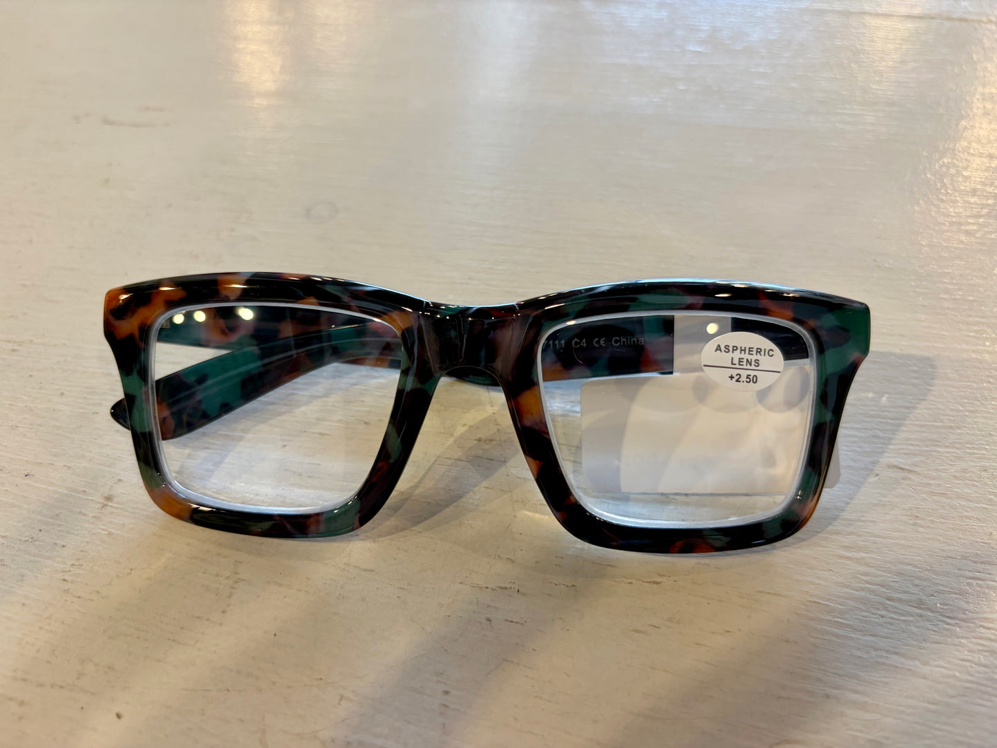 Teal Tortoise Shell Readers