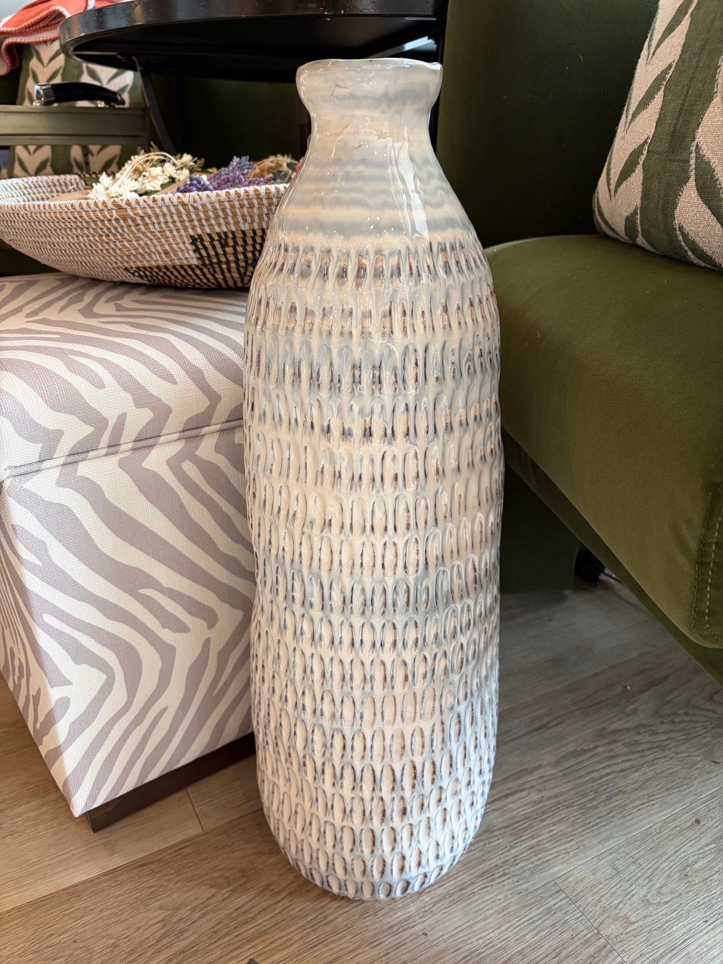 Tall White Ceramic Vase