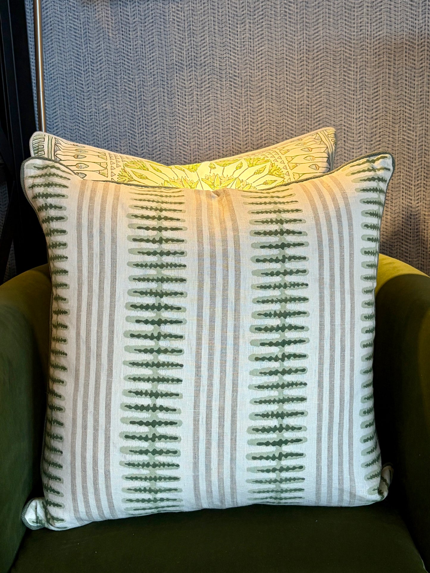 Green and Tan Indo Stripe Pillow