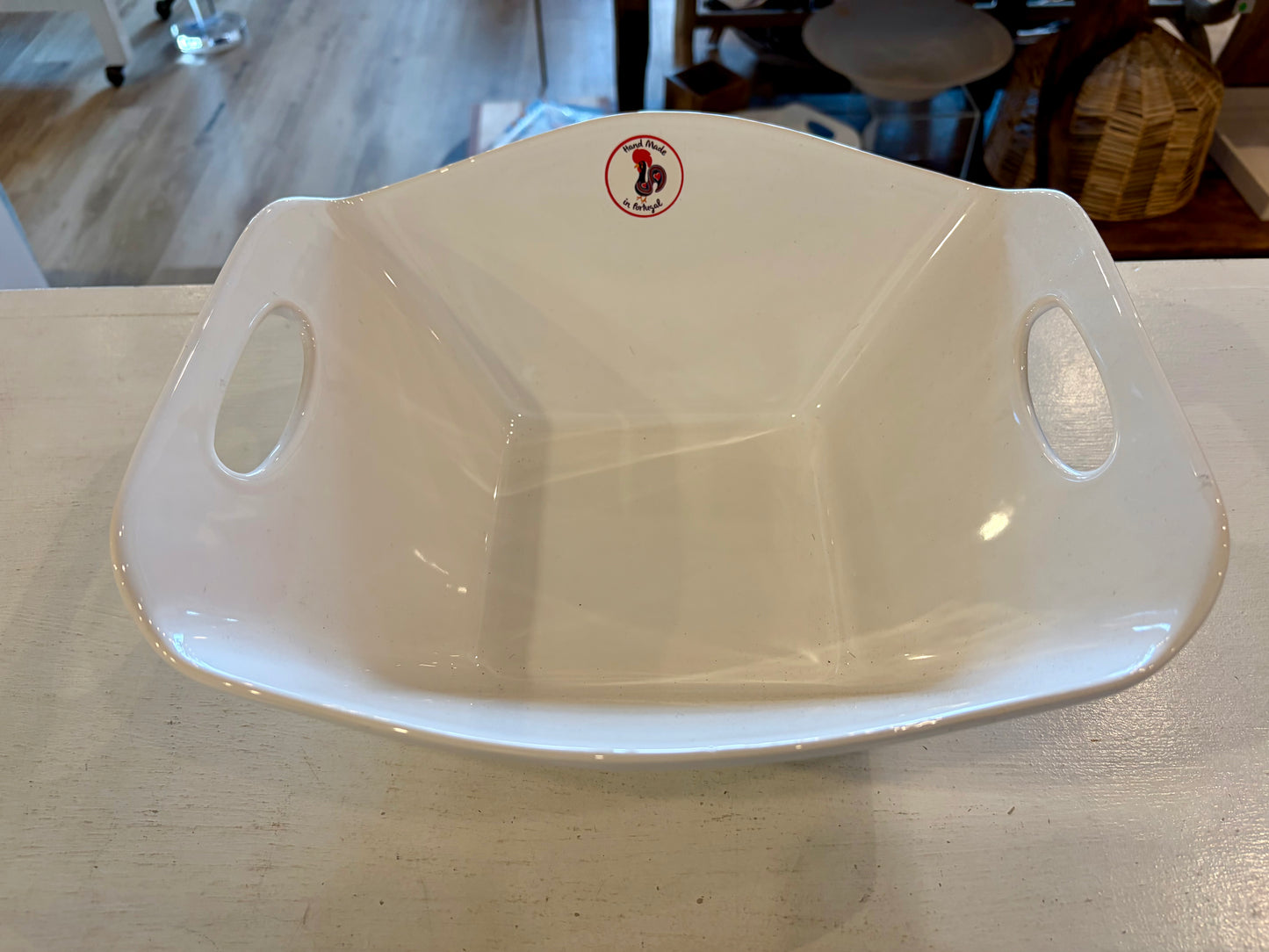 White Ceramic Handled Bowl