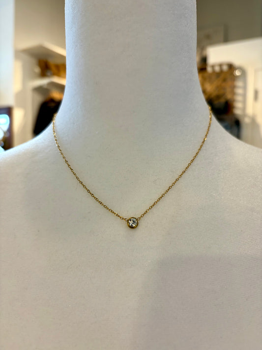 Classic Gold Solitaire Necklace