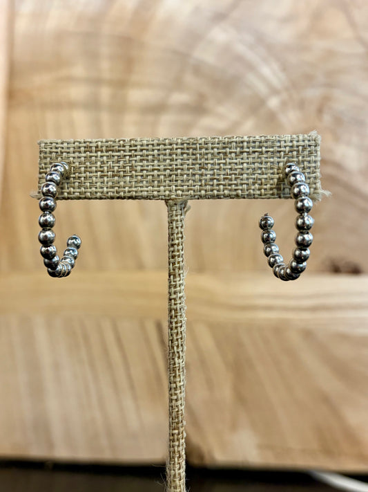 Silver Bubble Beaded Hoop Earrings