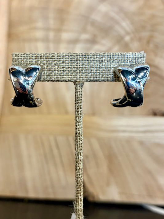 Chunky X Silver Earrings