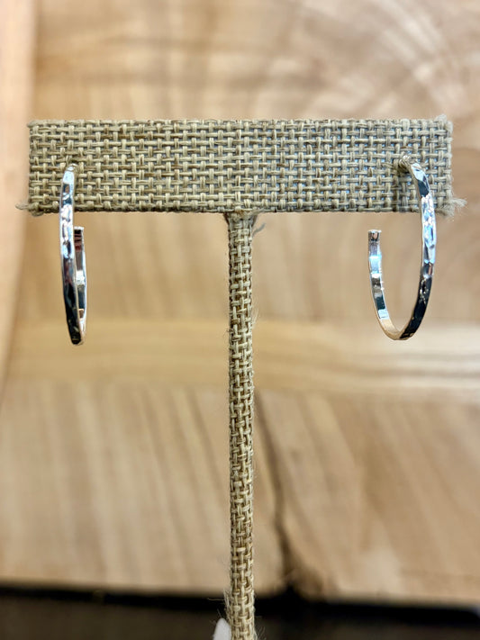 Simple Super Thin Silver Hoops
