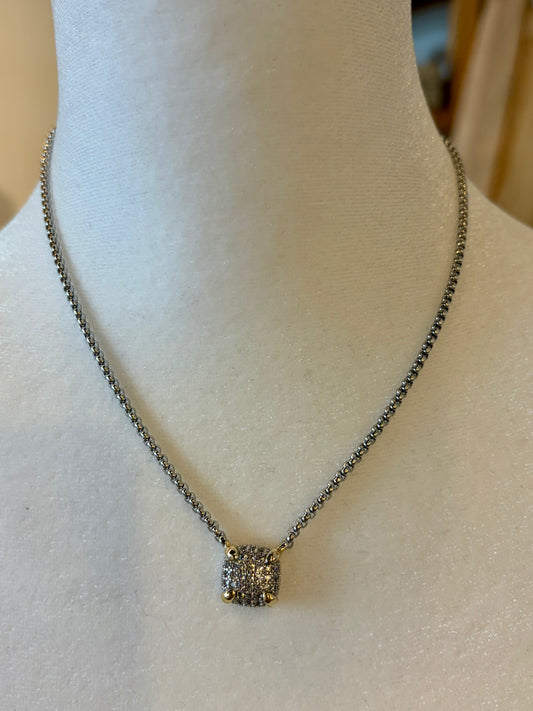 Two-Toned Square Pendant Necklace