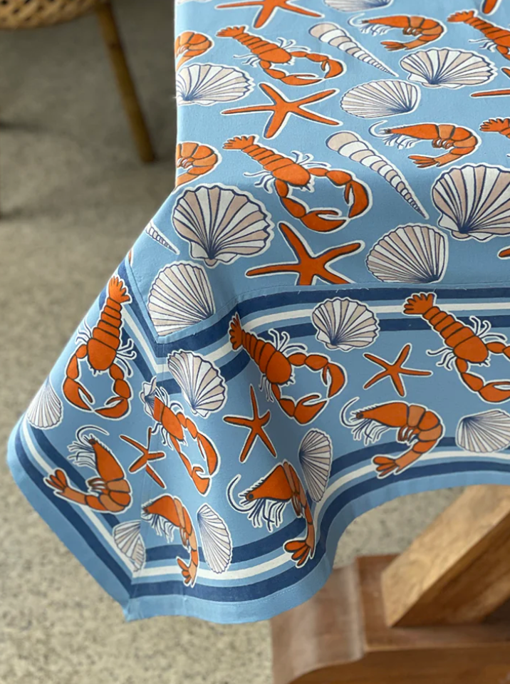 Mahogany Printed Fisherman's Wharf Tablecloth