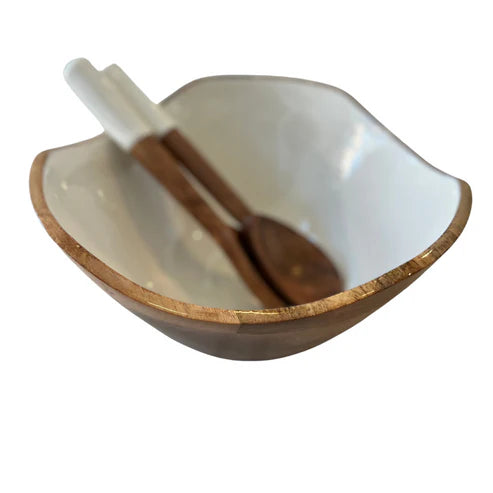 Acacia wood bowl and server set