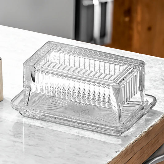 Glass Butter Dish - European ("Beurre")