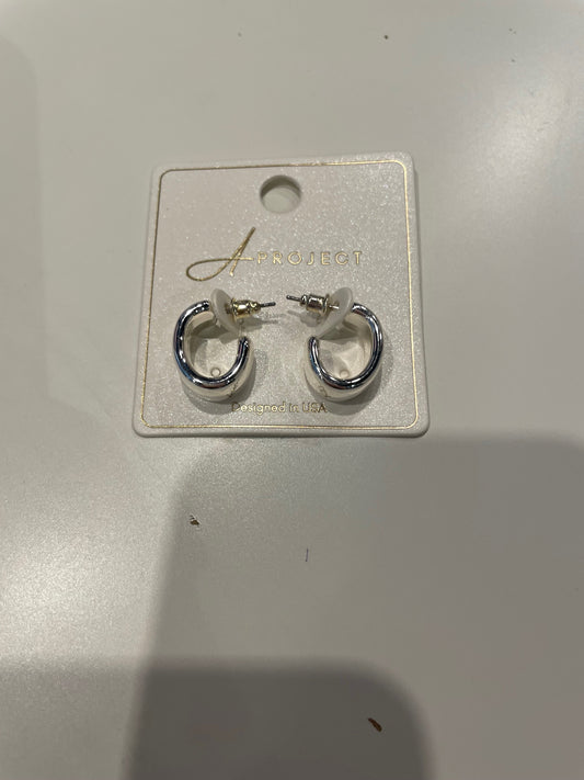 Small Chunky Silver Hoops