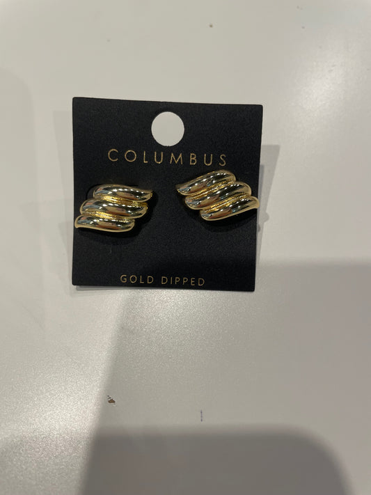 Triple Swoop Gold Earrings